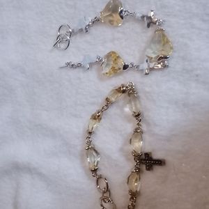 Bracelets with Crosses Silver and  gold toned.yellow beads